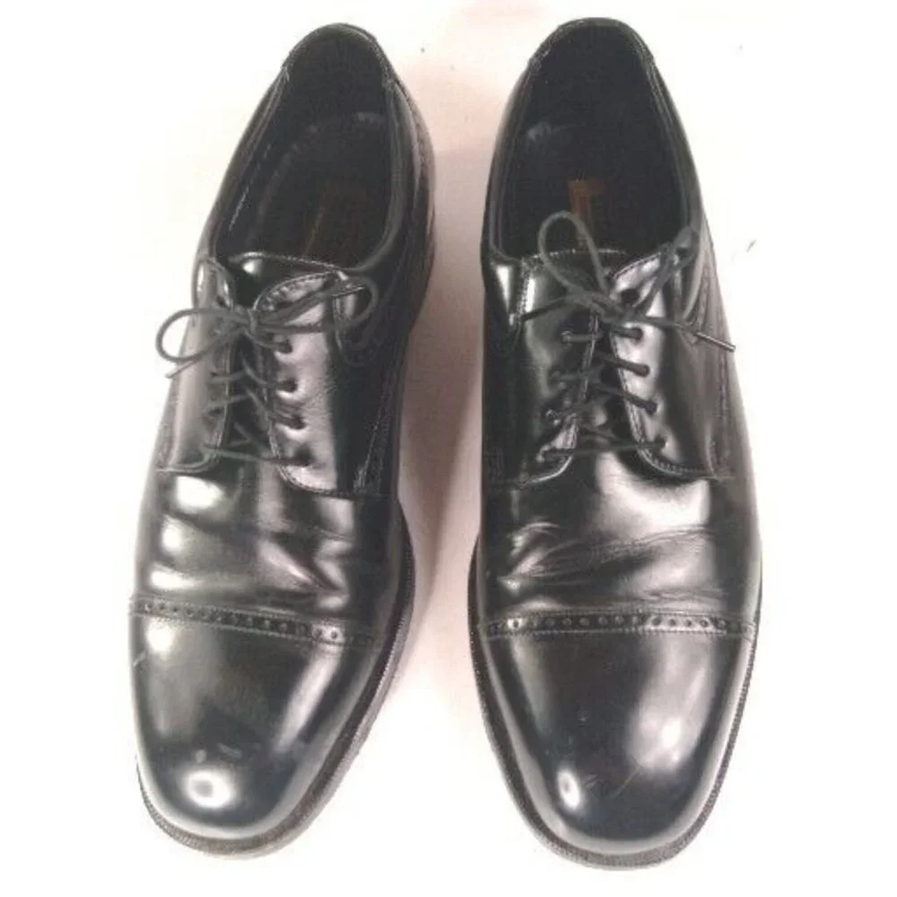 Florsheim Mens Canton Black Cap Toe Oxfords Shoes 12 Medium (D)‎ with Box